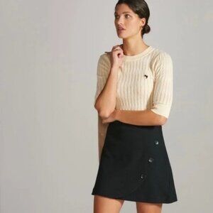 "NWT" ANTHROPOLOGIE Knit Mini Wrap Skirt by Maeve - Black- Size XL